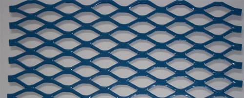  The picture shows different colors and hole shapes aluminum expanded metal facade meshes.
