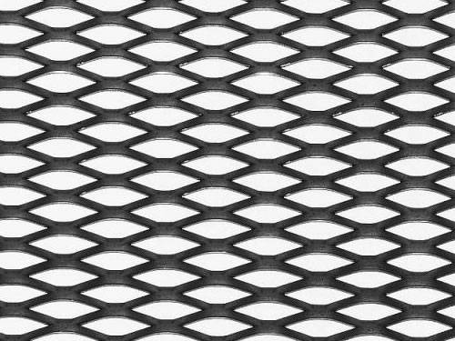 Golden aluminum expanded metal meshes with diamond holes are installed on interior wall.