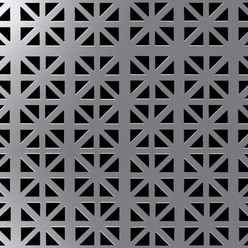 Golden aluminum expanded metal meshes with diamond holes are installed on interior wall.